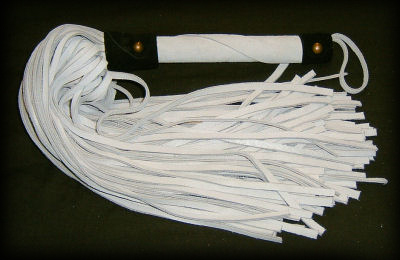 white suede leather flogger